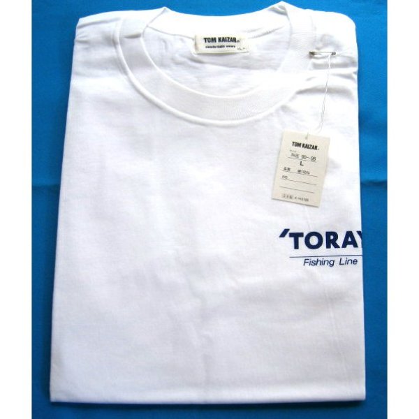 画像1: 東レ 　Tシャツ 　胸⇒紺のロゴ 　白 　Lサイズ 　売値￥3580 　≪ 非売品 ≫ 　(2) 　●×1