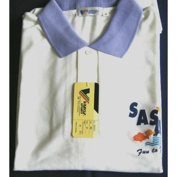 画像2: ササメ 　半袖 　ポロシャツ 　白×紫 　Mサイズ 　≪ 非売品 ≫ 　売値 ￥4580 　No.92